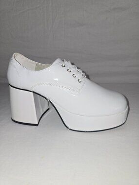 Funtasma JAZZ-02 Men's Size 9 White Patent Platform Disco Retro Costume Shoes